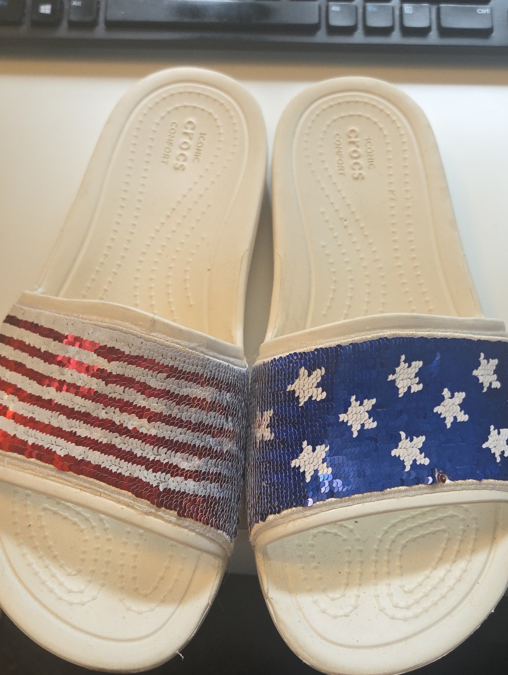 Womens Sequin Slides
